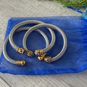 Silver and Gold Twisted Bangle Bracelet